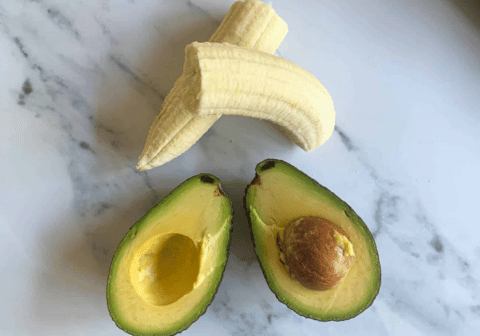 Banana and avocado food for kids